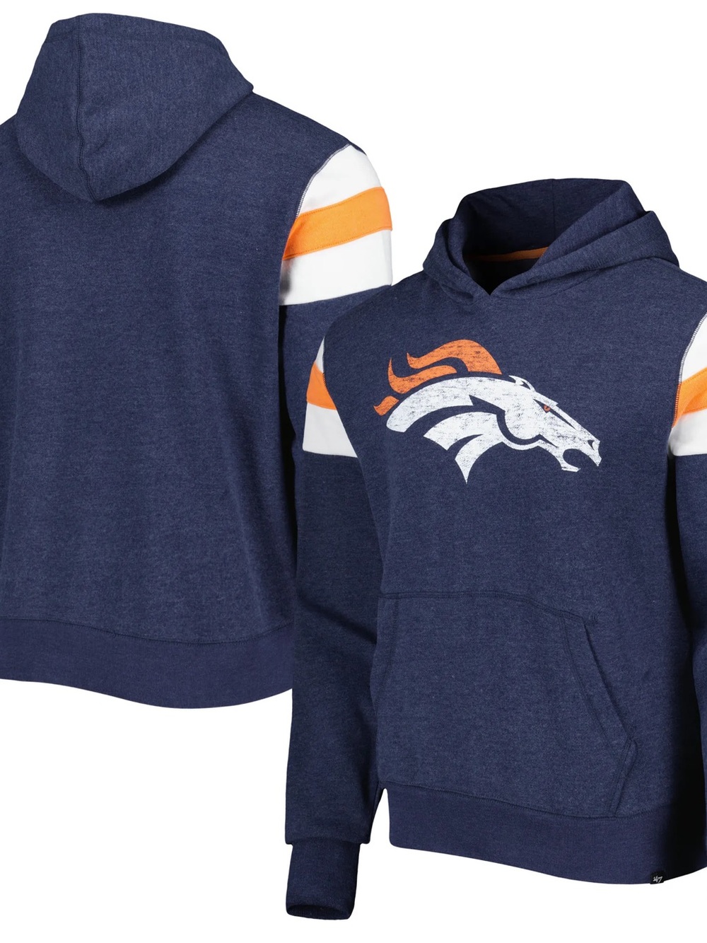 Men's Denver Broncos '47 Heathered Navy  Pullover Hoodie